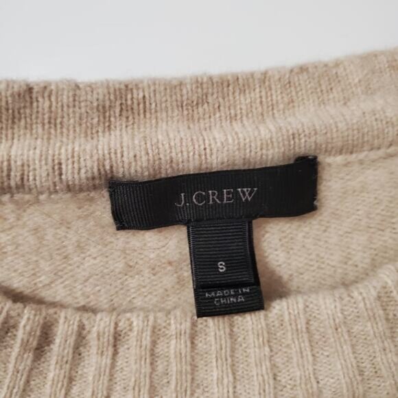 J. Crew Womens Double Zip 100% Wool Neutral Tan Colorblock Knit Sweater Size S - Picture 8 of 12